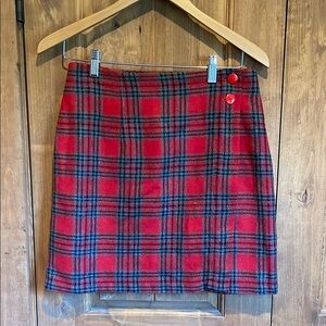 Vintage wool blend Red Plaid Women's Skirt